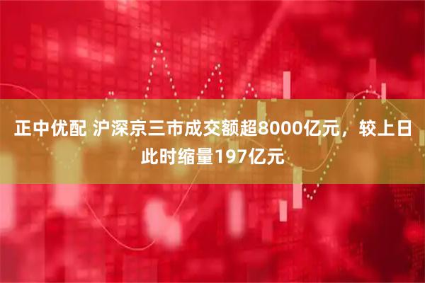 正中优配 沪深京三市成交额超8000亿元，较上日此时缩量197亿元